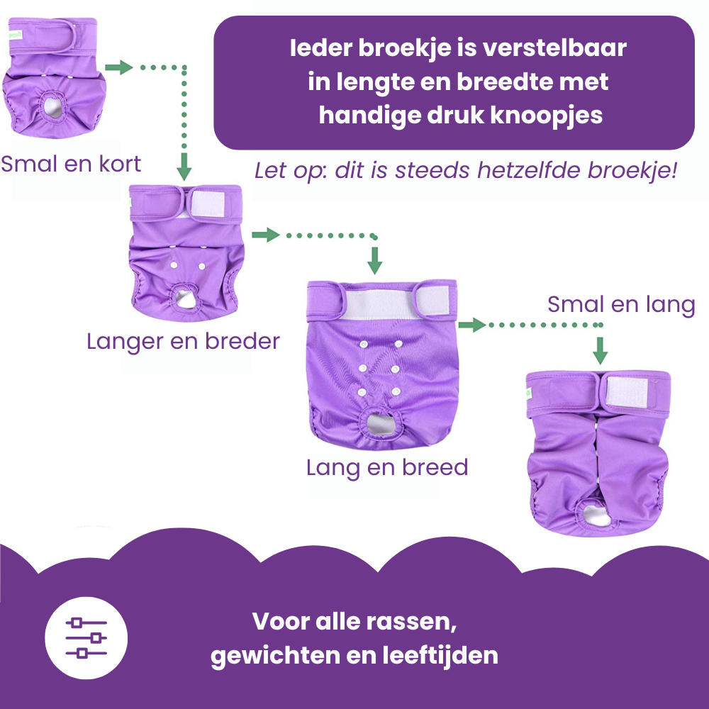 Loopsheidbroekje Blokjes Bruin – Wasbaar & verstelbaar voor teefjes