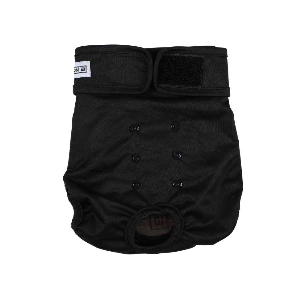 Loopsheidbroekje Zwart – Wasbaar & verstelbaar hondenbroekje voor teefjes bij loopsheid en incontinentie