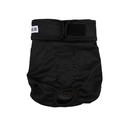 Loopsheidbroekje Zwart – Wasbaar & verstelbaar hondenbroekje voor teefjes bij loopsheid en incontinentie