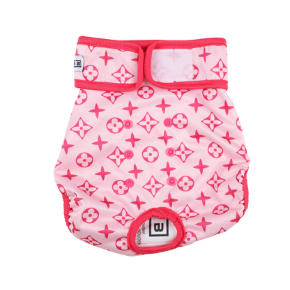 Loopsheidbroekje Monogram Roze – Comfortabele bescherming voor teefjes