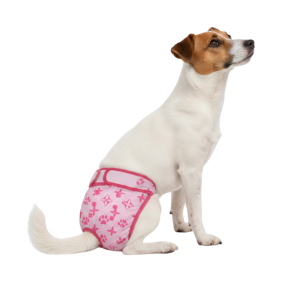 Loopsheidbroekje Monogram Roze – Comfortabele bescherming voor teefjes