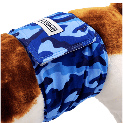 Hondenluier Camo Blauw – Wasbare reuenband tegen incontinentie & markeerdrang
